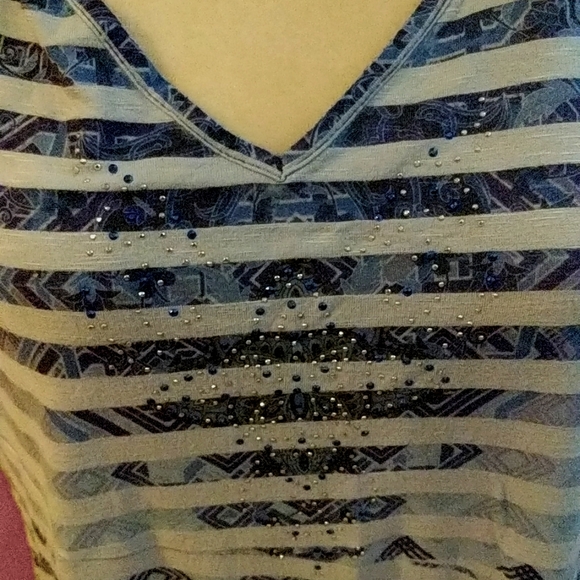Unity  World Wear Striped Embellished Blouse 2X - Picture 2 of 7